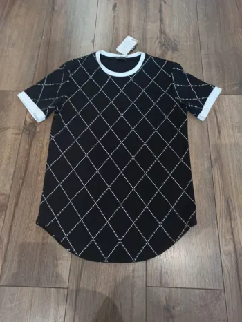 T-shirt manches courtes noir et blanc homme L