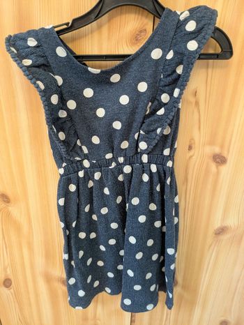 Robe bleu à pois blanc fille