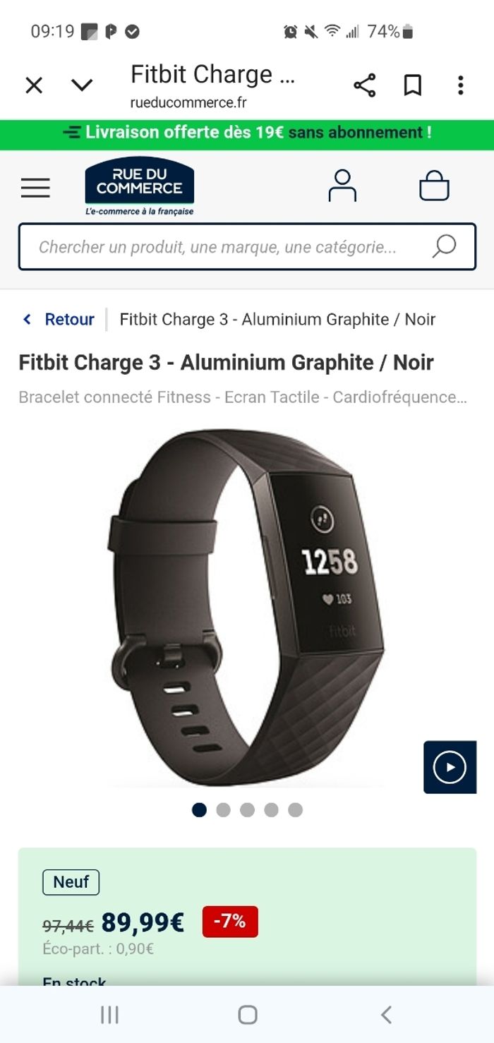 Bracelet Connecté Fitbit Charge 3. - photo numéro 3
