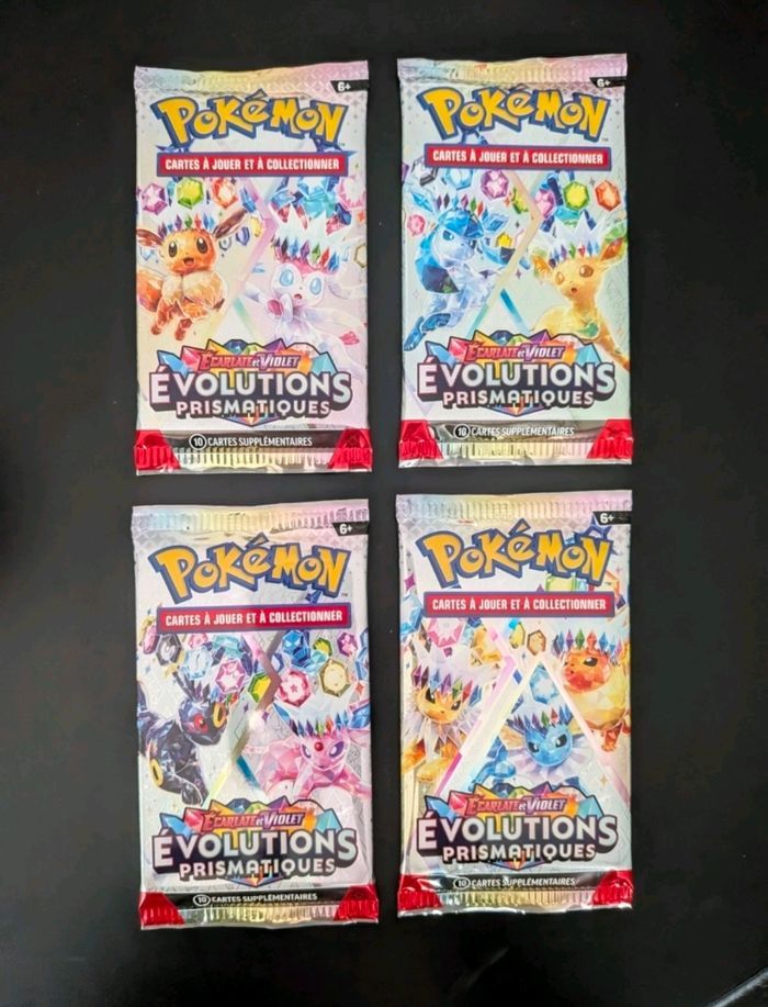 Pokémon Artset 4 Boosters Évolution prismatique Ev 8.5 FR Scellé.