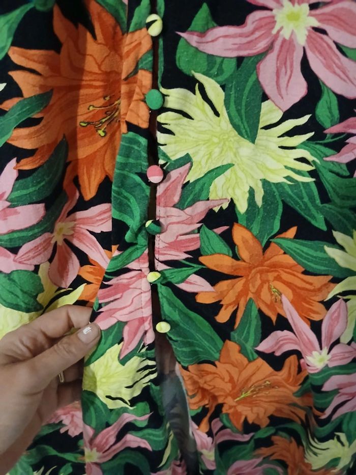 Robe longue fleurie boutonnée taille 52 - photo numéro 9
