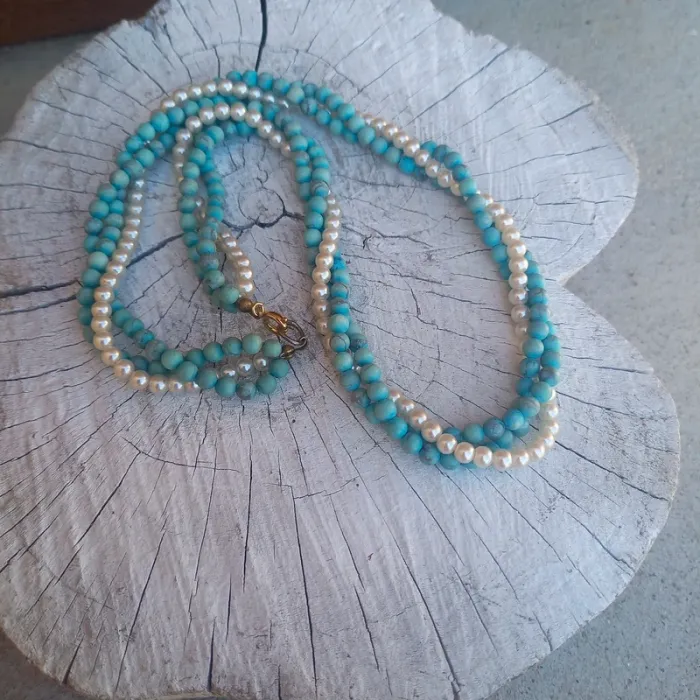 Vintage collier torsadé perles - photo numéro 3