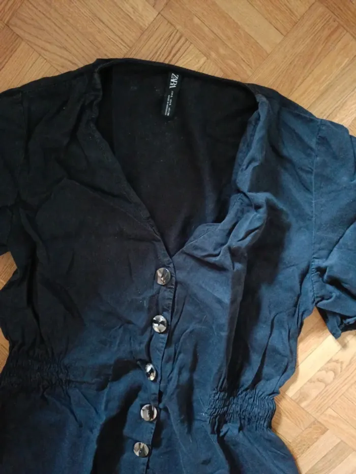 Robe Zara Lyocel boutonnée noire T.L - photo numéro 2
