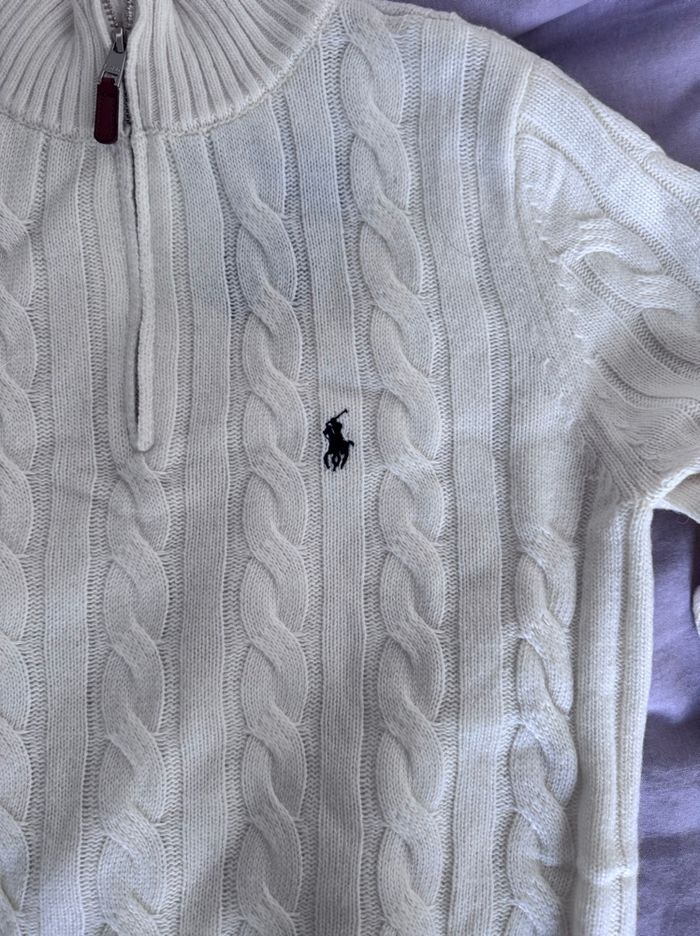 Sweat pull torsadé Ralph Lauren blanc taille L - photo numéro 4