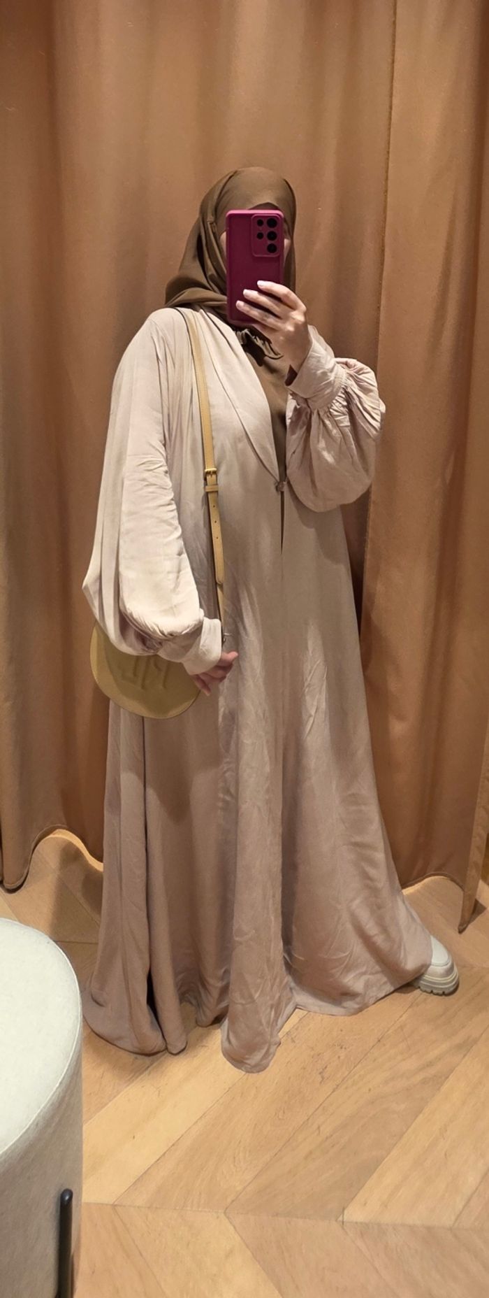 Robe abaya en lin avec sous robe - photo numéro 4