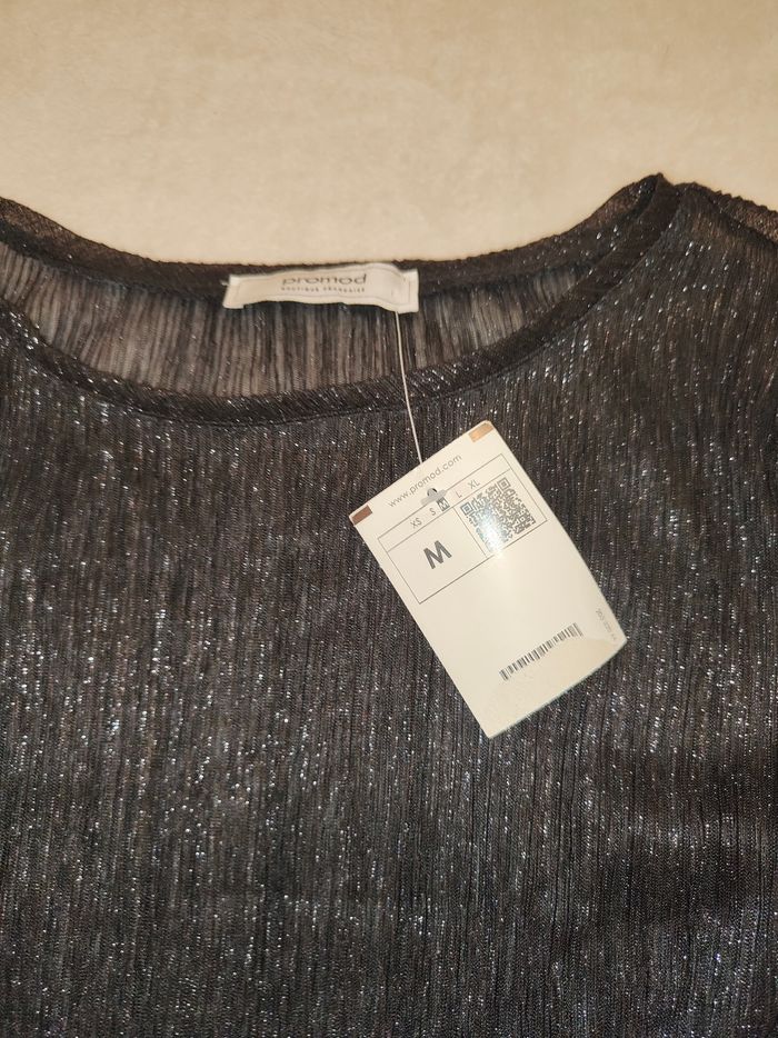 Blouse noir transparente à paillettes - photo numéro 2