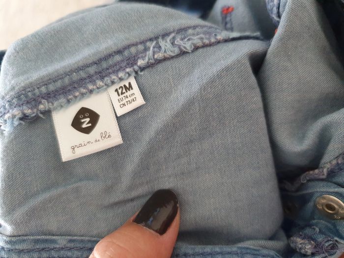 Salopette bleu Grain de blé 12 mois - photo numéro 3