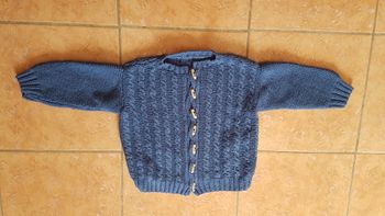 Gilet hiver fait main fille 6 ans bleu