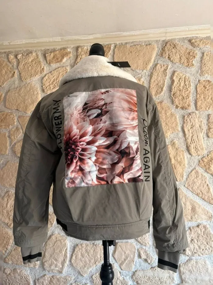 Blouson manteau veste taupe Kaporal S – Col sherpa blanc, neuf avec étiquettes - photo numéro 6