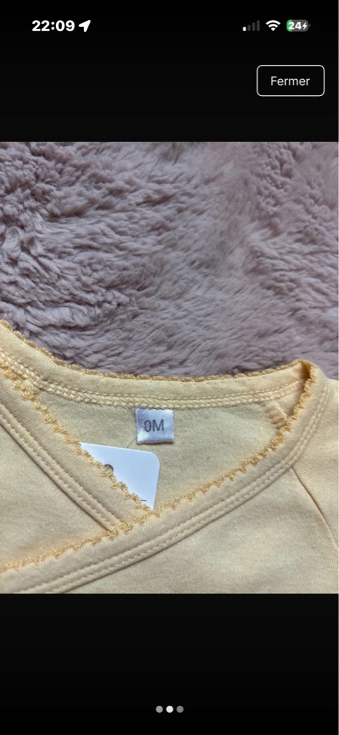 Body naissance 0 mois jaune 💛 croisé – doux & pratique - photo numéro 2