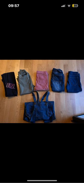 Lot de 6 pantalons et salopette fille 10 ans