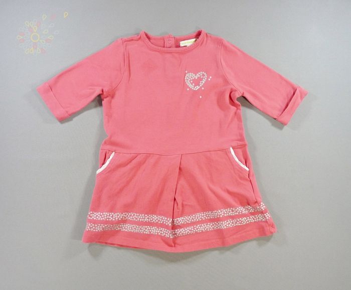 Robe courte jersey rose argenté cœur Vertbaudet 2 ans 86 cm fille