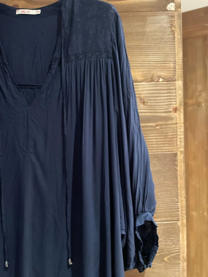 Blouse tunique longue bleu marine - photo numéro 3