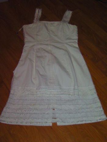 Robe UN CERTAIN REGARD bretelles blanche frangée taille 38 TBE