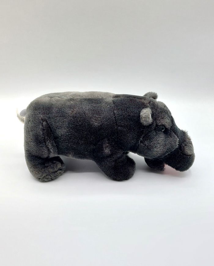 Peluche doudou hippopotame gris anthracite PIA Holland noir bouche rose 27 cm - photo numéro 4