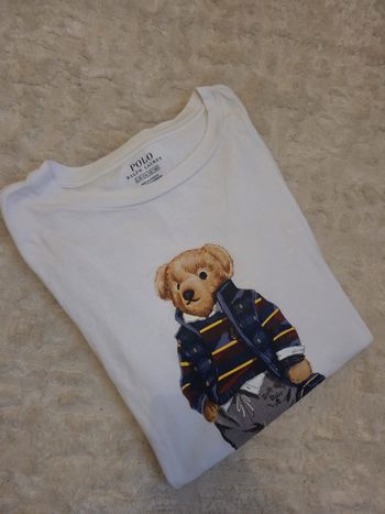 T-shirt à manches longues Polo Bear Ralph Lauren blanc – Taille 14/16 ans - équivalent XS/S adulte