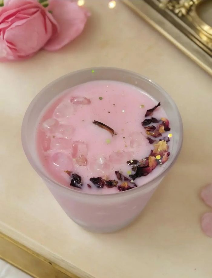 Bougie parfumé pierre quartz rose - photo numéro 2