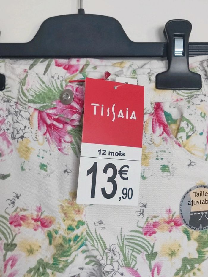 Pantalon tropical fleur rose vert blanc jaune - photo numéro 3