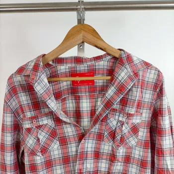 Chemise à carreaux rouges Topman style bûcheron coton élastane taille L  A1296