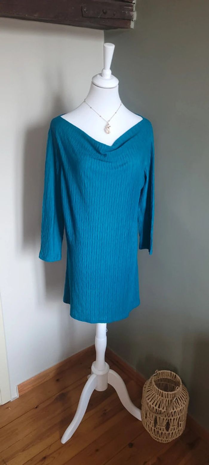 Jolie robe turquoise col bénitier Taille XL Promod