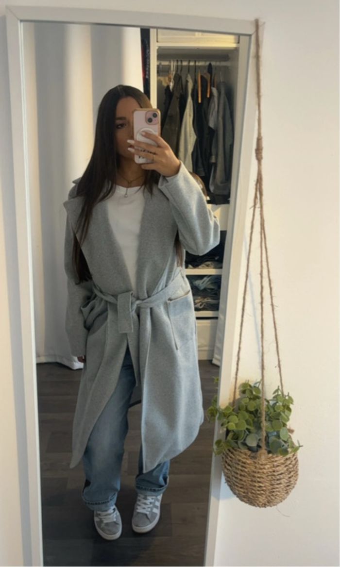 manteau long gris
