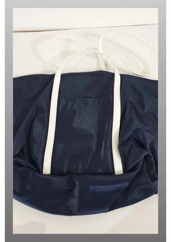 Petit sac en bandoulière bleu & blanc 38x26 cm