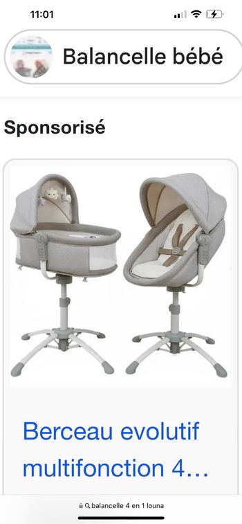 Balancelle 4 en 1 launa - bebe2luxe en parfait état
