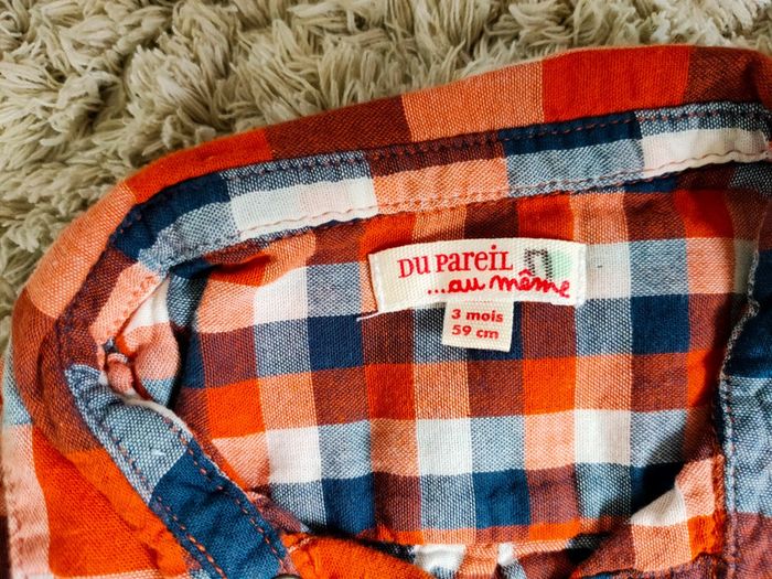 Lot de 2 chemises à carreaux 3 mois - photo numéro 3