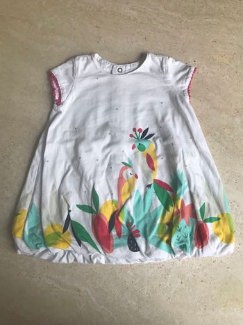 ROBE BOULE "CATIMINI" BLANCHE IMPRIMEE - TAILLE : 12 MOIS