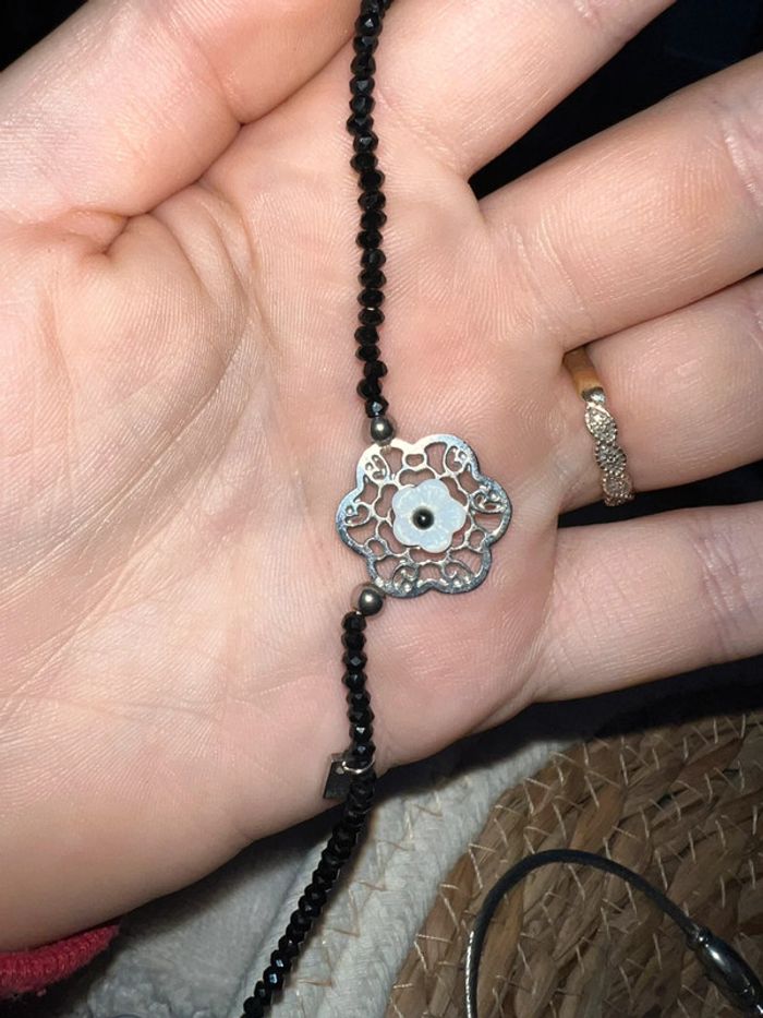 Collier perles fleur somini bijou argenté acier inoxydable - photo numéro 5