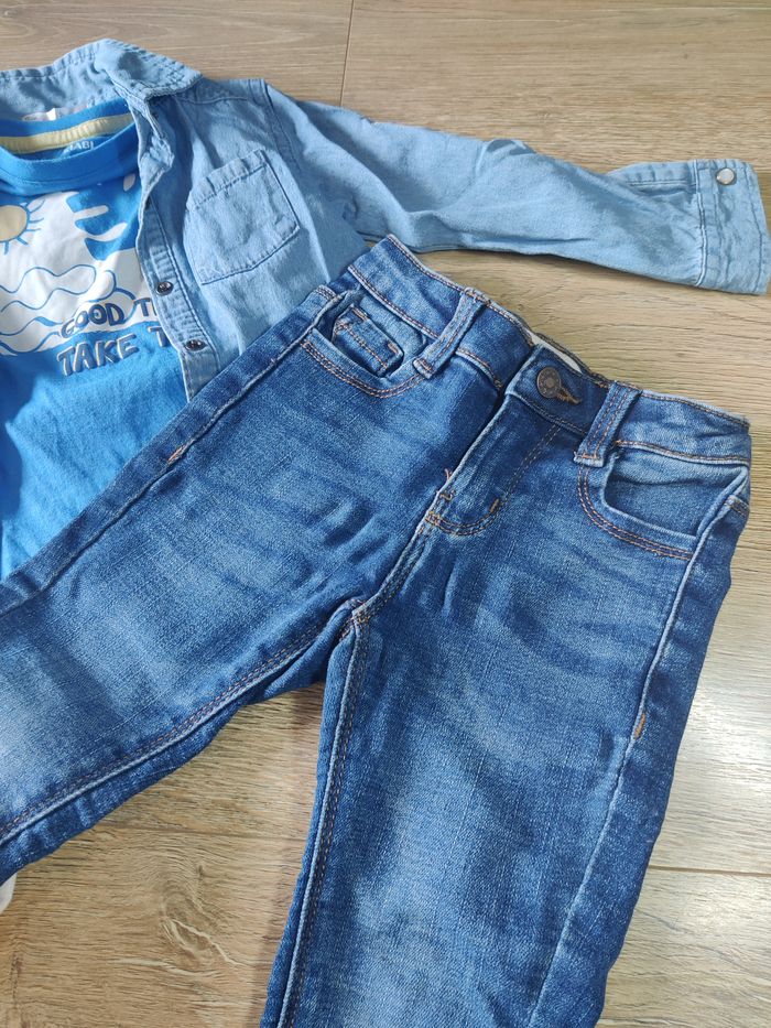 Ensemble 3 pièces jean tee shirt chemise Taille 2-3 ans - photo numéro 8