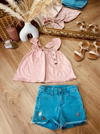 Taille 6 ans tenue 2 pièces été fille Z Kiabi rose bleue jean * été * 🩷