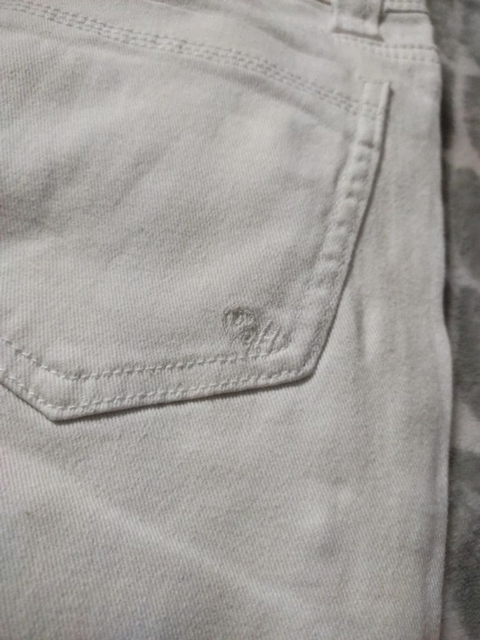 Jeans pantalon blanc stretch effet usé troué perles strass My holly's taille 38 - photo numéro 7