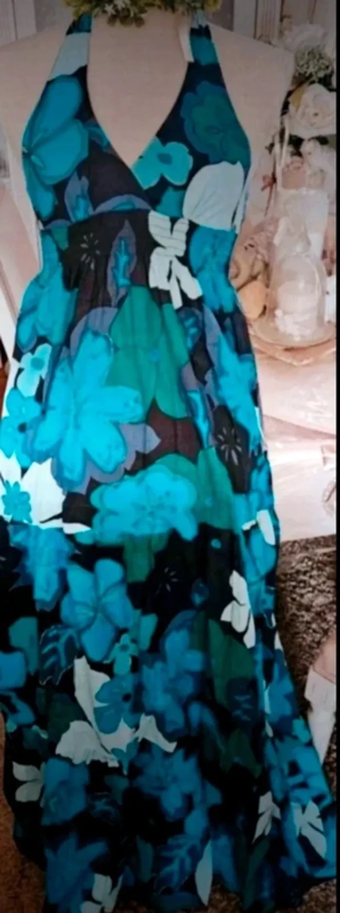 Robe longue bleue sequins RDS Taille 40 Neuve - photo numéro 4