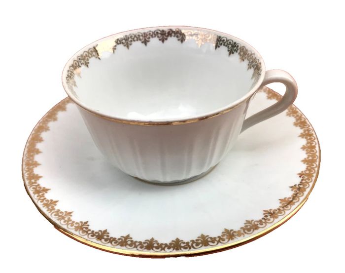Tasse / Soucoupe à café ancienne Véritable Porcelaine de Luxe Royal ADP France - photo numéro 8