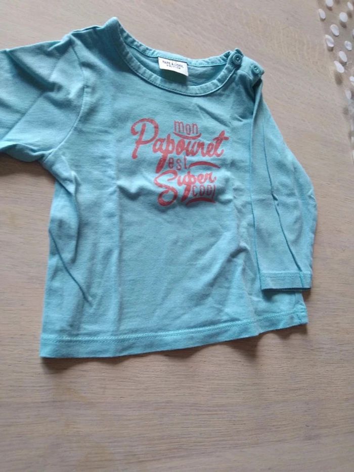 Tee-shirt bleu Papounet 9 mois - photo numéro 2