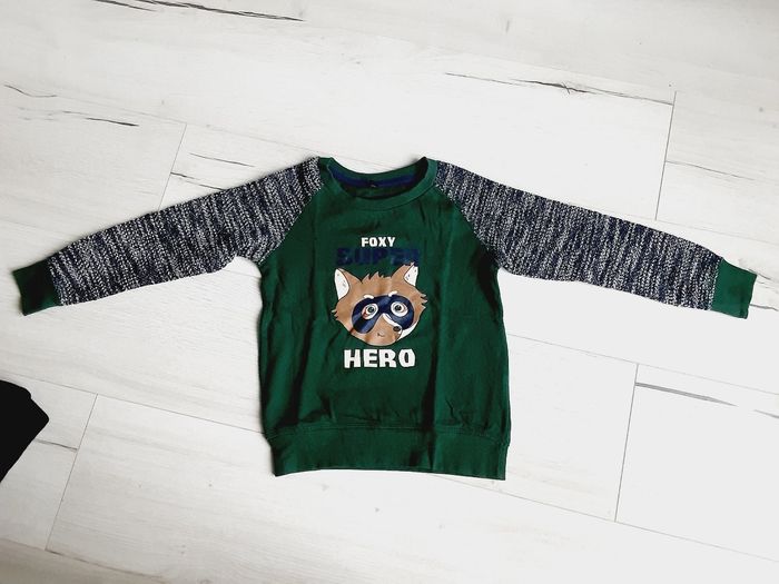 Vêtement garçon pull léger vert renard Poco Piano 4 ans