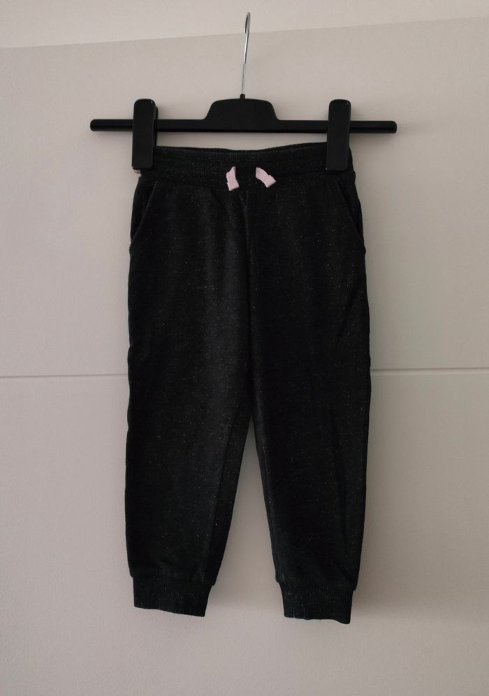 Jogging fille noir pailleté 98cm