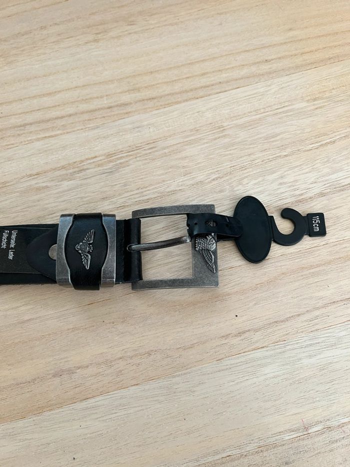 Ceinture en cuir noir taille 115 cm - photo numéro 3