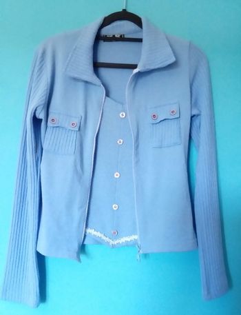 ⛵ Ensemble bleu gilet plus débardeur vintage YS taille 38 ⛵