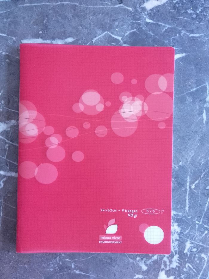 Cahier 24x32 - 96 pages - Rouge - petits carreaux