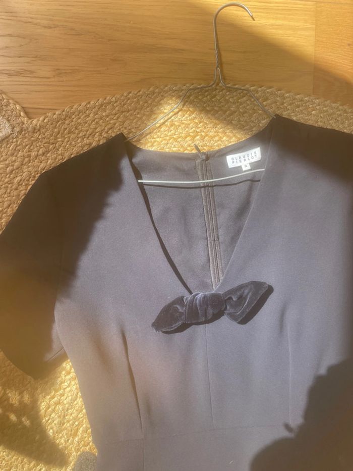 Superbe robe Claudie bleu marine , noeud velours - photo numéro 2