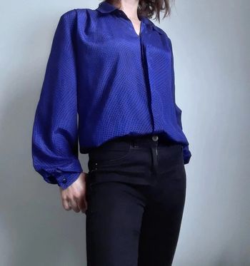 Chemisier bleu à pois rare noir taille 36