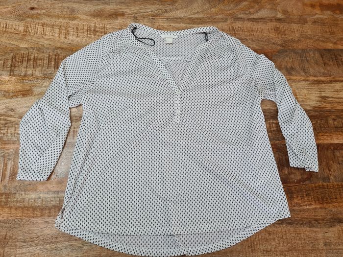 Blouse blanche motif noir  taille L - photo numéro 2