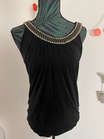 Top Morgan noir collier doré