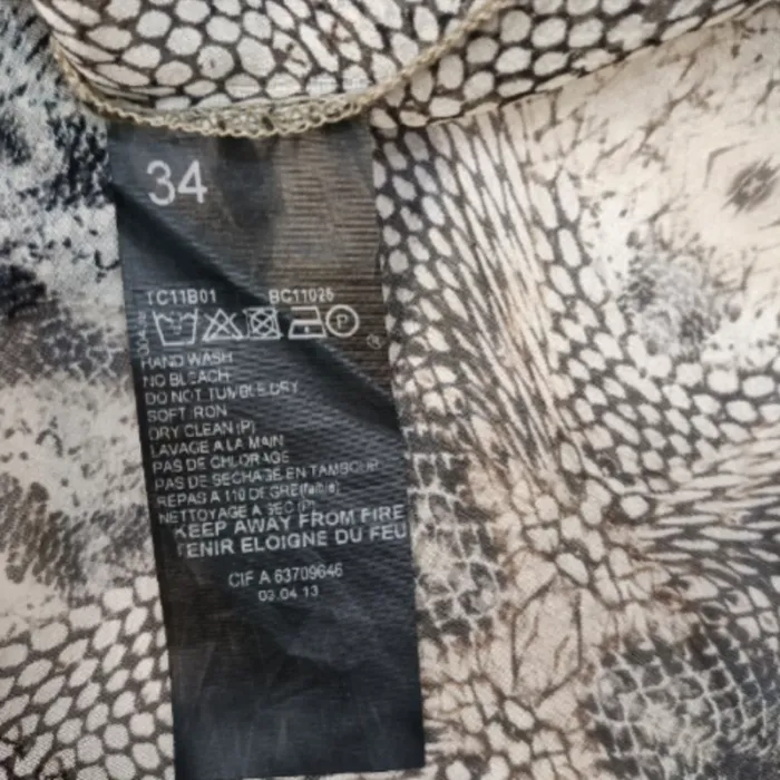 Top IKKS imprimé python soie et polyester, manches courtes cloutées, taille S A1205 - photo numéro 6