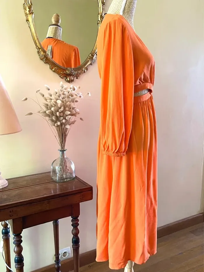 Robe Eclatante en Orange - Etam - Taille M neuf avec étiquette - photo numéro 5