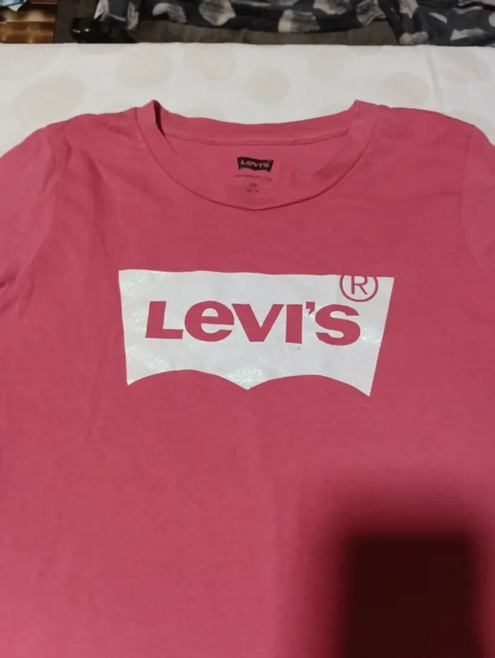 Tee shirt manches courtes fille Levi's taille 12 ans blanc pailleté - photo numéro 3