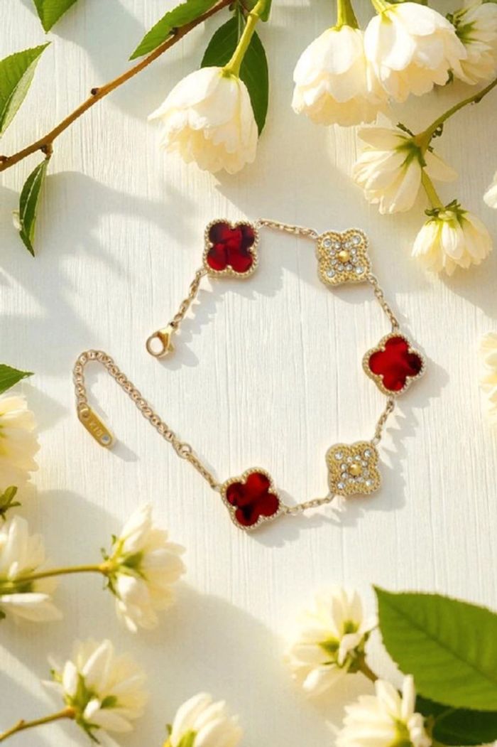 Bracelet En Acier Inoxydable neuf 18k trèfle 1,2cm de long porte-bonheur résistant à l'eau 💦
