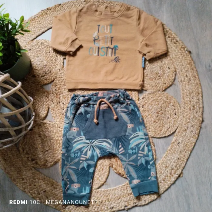 🌿 Ensemble Bébé 9 Mois – Petit Béguin 🐦 Thème Nature & Animaux – Parfait État - photo numéro 2